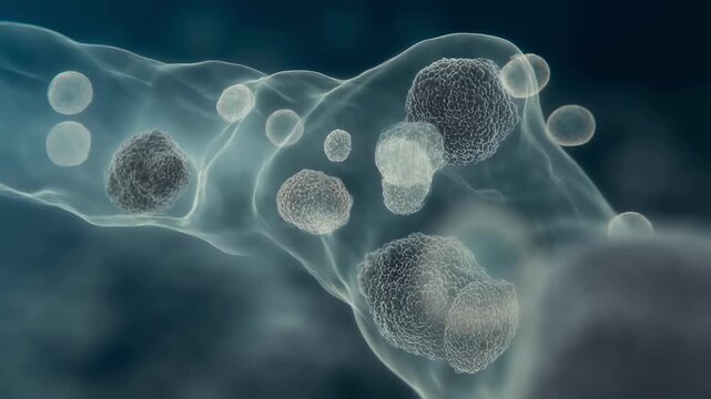 Microscopic single celled organism moving through liquid medium with dynamic surface interaction