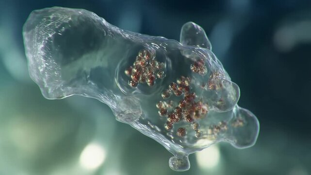 Microscopic single celled organism exhibiting dynamic internal particle movement under high