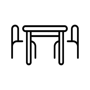 Black outline dining set icon featuring table and chairs for layout.