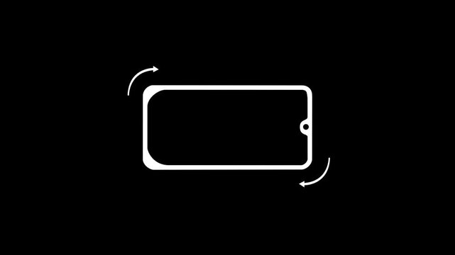 Smartphone Rotation from Horizontal to Vertical or Reverse. Rotate Your phone device Animation with arrow in Black Background.