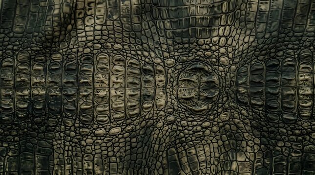 closeup of textured dark brown crocodile leather skin with natural scale patterns and rough surface for luxury design use