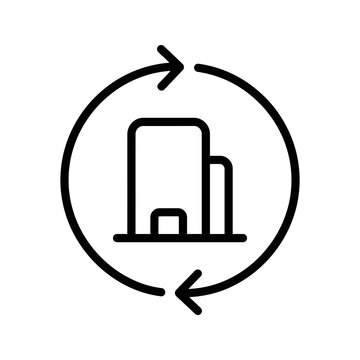 Corporate office building refresh icon for real estate modernization.