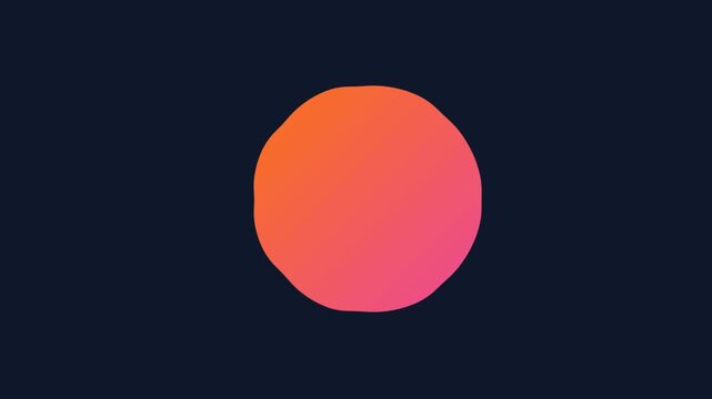 Gradient orange and pink circle with irregular edges centered on dark blue background.
