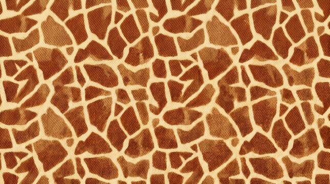 close up texture of natural giraffe fur pattern with brown and beige irregular shapes seamless background