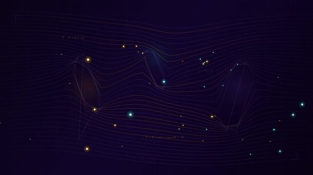 Abstract science animation with glowing particles moving along magnetic field lines