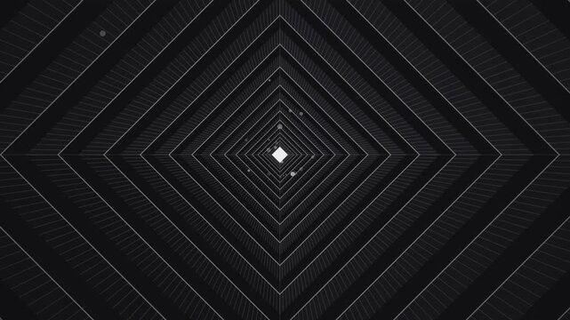 Geometric rhombus tunnel animation with deep dark perspective lines creating a smooth rhythmic motion video loop