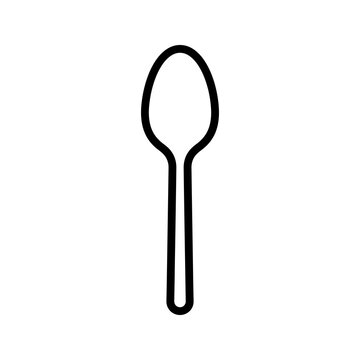 Metal spoon icon for culinary tools or restaurant kitchen utensil graphic.