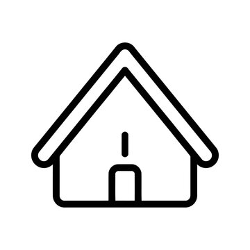 Minimalist black outline house icon for simple home property web design.