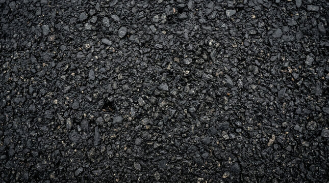 Asphalt Texture Close-Up Macro Shot of Dark Gray Pavement Surface