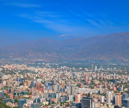 Aerial cityscape skyline  Santiago Chile