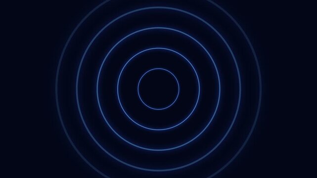 Concentric blue circles on a dark background, evenly spaced and glowing faintly, creating a symmetrical geometric pattern.