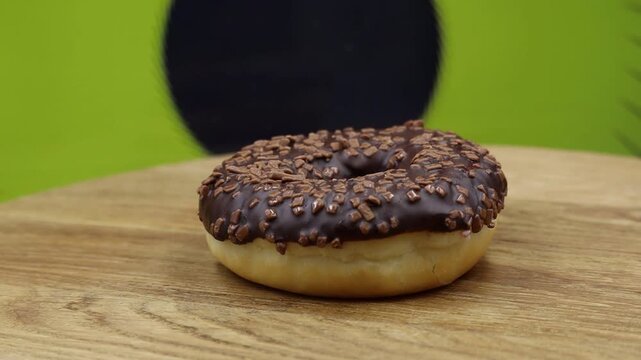 MVI donut on wooden surface.