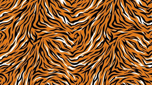 seamless tiger fur pattern orange black and white stripes textile texture background design