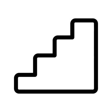 Staircase steps icon black line graphic for construction level concept.