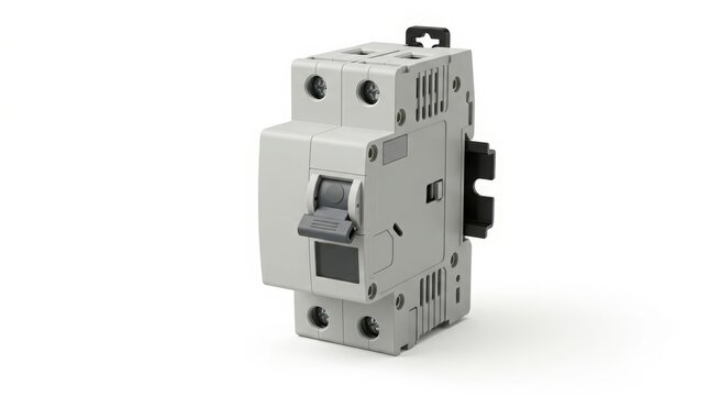 Circuit breaker switch displays a robust plastic housing with modular clips and tactile levers designed for secure electrical panel installation in residential or commercial settings.