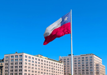 national flag  buildings Santiago Chile © joyt