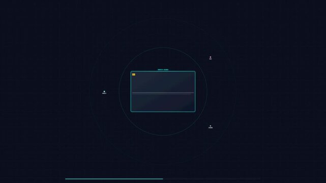 Futuristic Digital User Interface with Glowing Cyan HUD Element on Dark Blue Background for Technology Data Analysis Cybersecurity and Sci Fi Virtual Reality Design