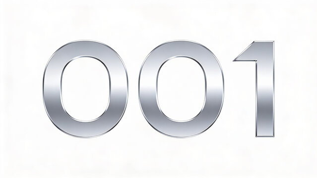 3D metallic number zero and one on white background