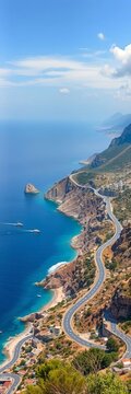 Panorama over Sardinia's coastal roads from Ceniga to Dro, ||coastal road, atmospheric