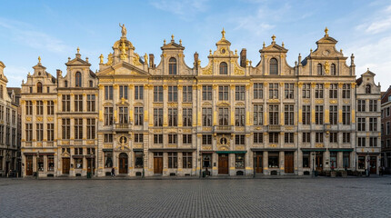 Fototapeta premium Grand Place Brussels historic architecture golden ornate facades cobblestone square