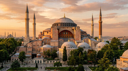 Fototapeta premium Hagia Sophia Mosque at Sunset, Istanbul