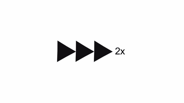 2x Speed Fast Forward Icon Seamless Loop Animation  on Transparent Background, Video Player Skip Forward UI Motion Graphics Element animation with Alpha Channel,in 4K 