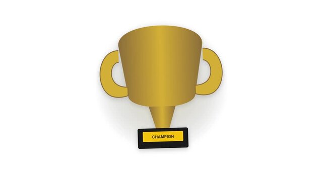 Golden trophy trophy with plaque celebrating achievement and success in a clean minimalist design