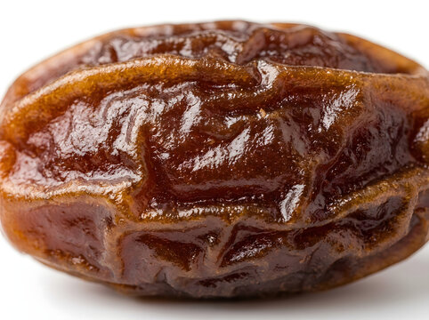 Macro shot of a single dried date with wrinkled isolated background ingredient delicious nutrition vegetarian culinary vitamins gastronomy lifestyle fruitful minimalist