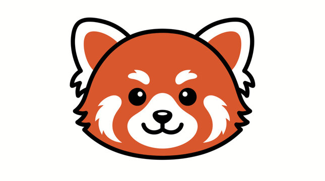 Cute cartoon red panda face looking cheerful