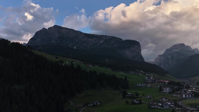 Panoramic view of the village of Selva di Valgardena. South Tyrol, Italy 