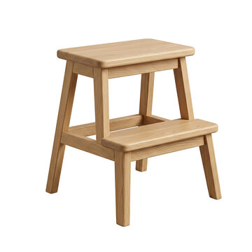 Wooden step stool isolated on transparent background