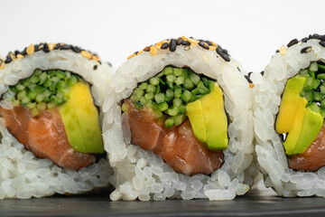 Close Up Soy Paper Salmon Roll with Avocado © nayefhammouri