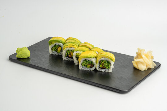 Kanpyo Cucumber Roll with Green Onion and Wasabi