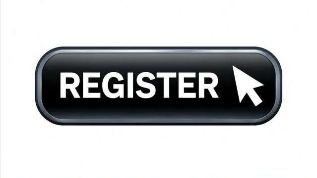 Modern black register button with white text and arrow icon