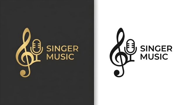 Creative music singer logo design with treble clef and microphone icon for professional singing studio and vocal coach
