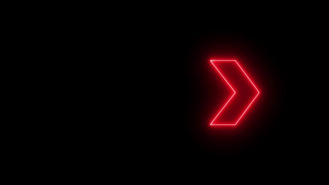 Red glowing neon arrow pointing right on black background direction sign light pointer design direction sign light pointer design
