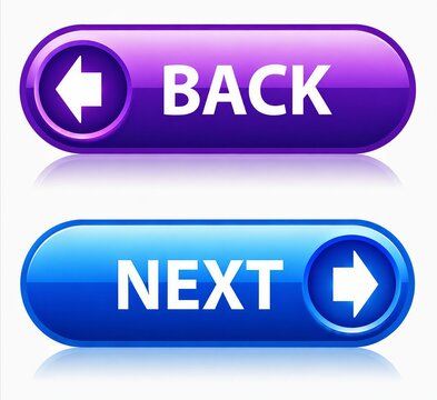 Modern ui back and next navigation buttons with arrow icons