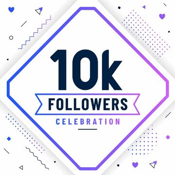Modern 10k followers celebration badge with geometric background