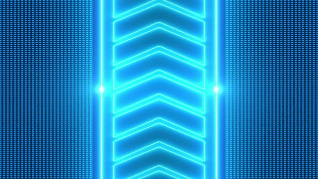 Abstract vertical glowing neon arrow pattern moving downwards motion graphics light blue technology dynamic speed light blue technology dynamic speed