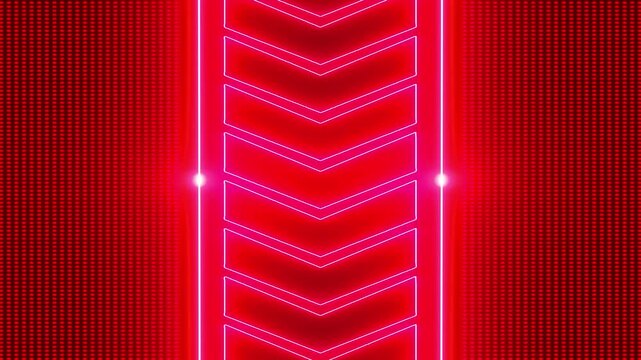 Vertical red neon arrow motion graphics background glowing abstract light technology texture glowing abstract light technology texture