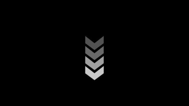 Grayscale gradient arrows pointing downward motion graphic animation on black background arrow down gray direction pointer arrow down gray direction pointer