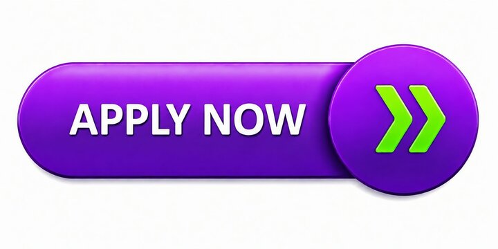 Modern purple apply now button with green arrow icon