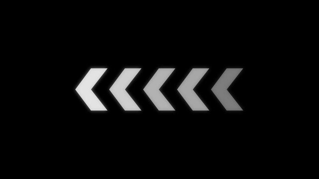 Animated white arrows pointing left on a black background arrow direction motion abstract sign arrow direction motion abstract sign