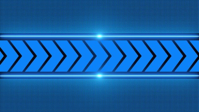 Horizontal blue arrow pattern background with glowing neon lines and digital dot texture motion graphics technology abstract data future directional technology abstract data future