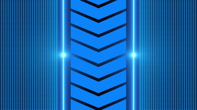 Vertical blue arrow pattern background with glowing neon lines and digital dot surface texture technology abstract data future directional technology abstract data future directional