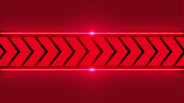 Horizontal red arrow pattern background with glowing neon lines and digital dot texture motion technology abstract data future directional technology abstract data future directional
