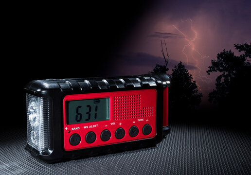 Lightning in the trees with a weather radio