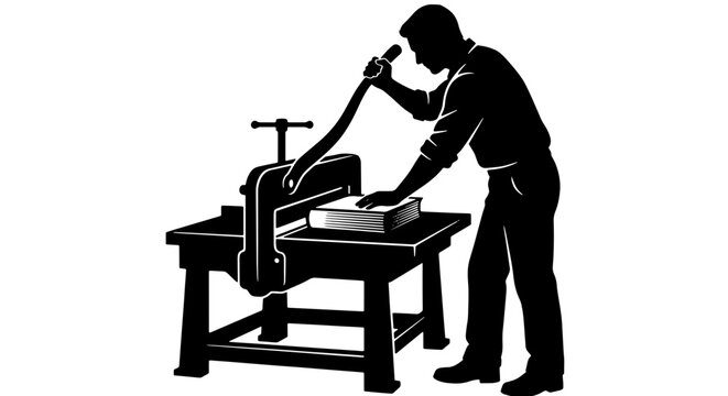 Paper Cutter Machine, Manual Guillotine Cutter, Professional Printing Equipment, Office Supply Tool, Silhouette Graphic