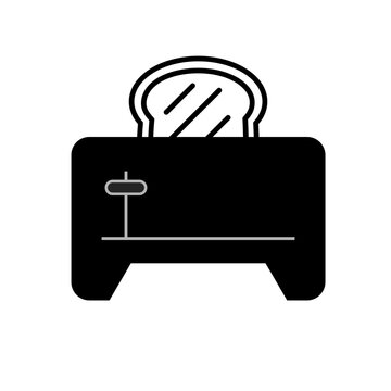 Minimalist bread toaster vector icon with toast slice
