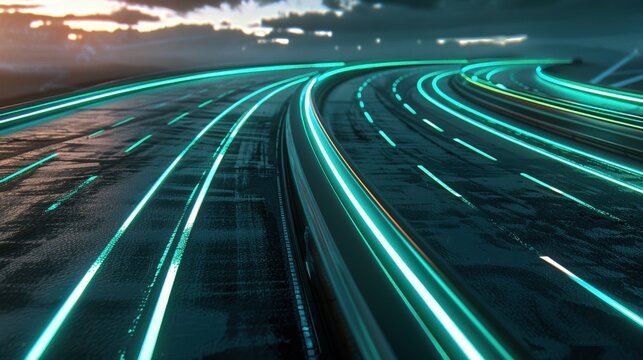 Wireless inductive charging lane on a modern highway road surface
